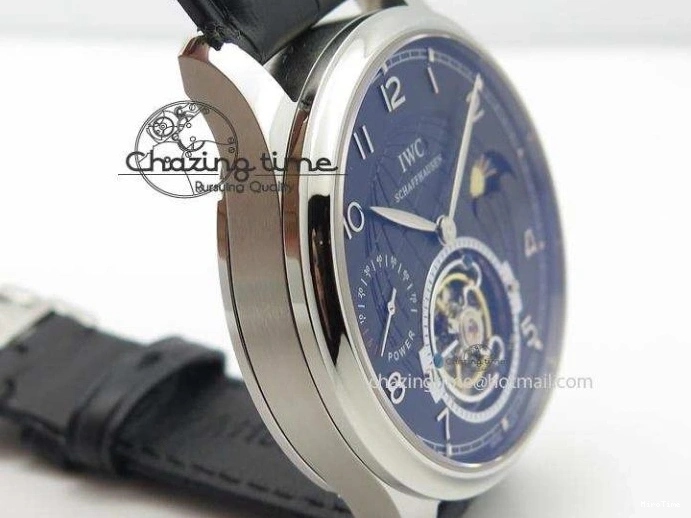 MIROTIME 0331 Portuguese Tourbillon Power Reserve Moonphase SS Black Dial On Black Leather Strap TechFriendly 7321